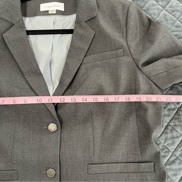 Calvin Klein Blazer Womens Size 14 Gray Jacket Coat Double Button Career P - Picture 5 of 8